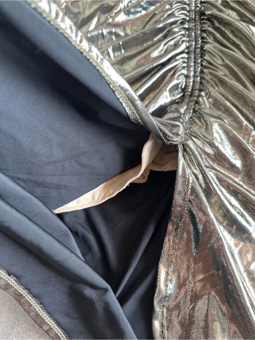 Metallic Ruched Midi Skirt - Picture 6 of 7